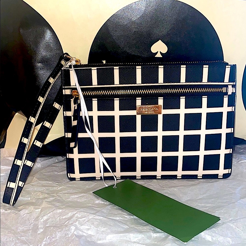Kate Spade Black and White Checkered Wristlet
